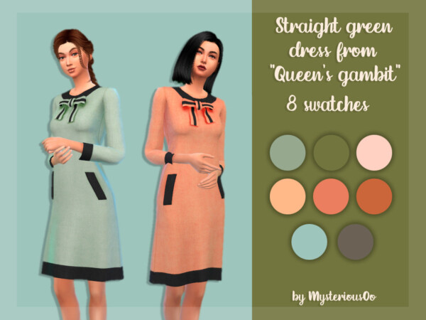 Straight green dress from Queens gambit by MysteriousOo from TSR