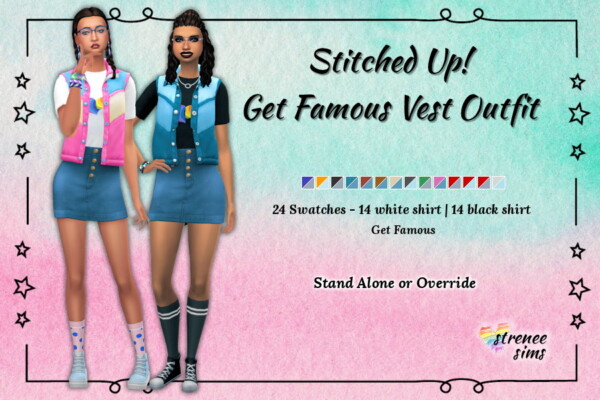 Stitched Up! Vest and Skirt from Strenee sims