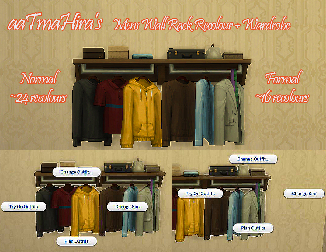 Wardrobe Mens Wall Racks Recoloured By Aatmahira From Mod The Sims • Sims 4 Downloads