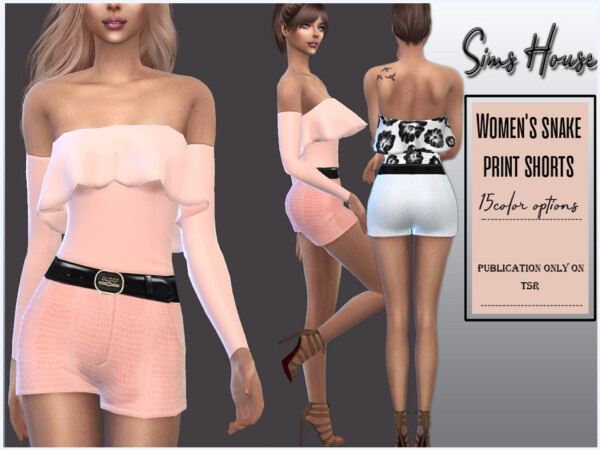 Womens snake print shorts by Sims House from TSR
