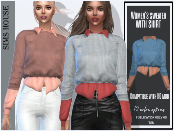Womens sweater with shirt by Sims House from TSR