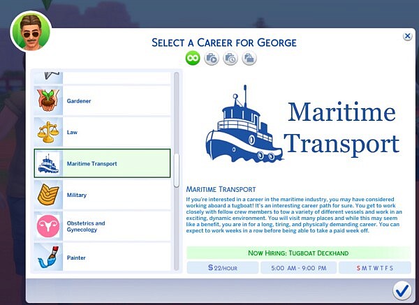 Maritime Transport Career by QuietPriestess from Mod The Sims
