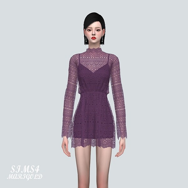 BT Lace Mini Dress V2 from SIMS4 Marigold • Sims 4 Downloads
