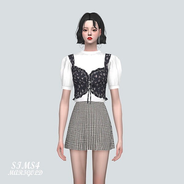 LU Frill Bustier Blouse from SIMS4 Marigold • Sims 4 Downloads