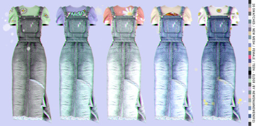 Y U G T Ribbon dress and Denim overall dress from Newen
