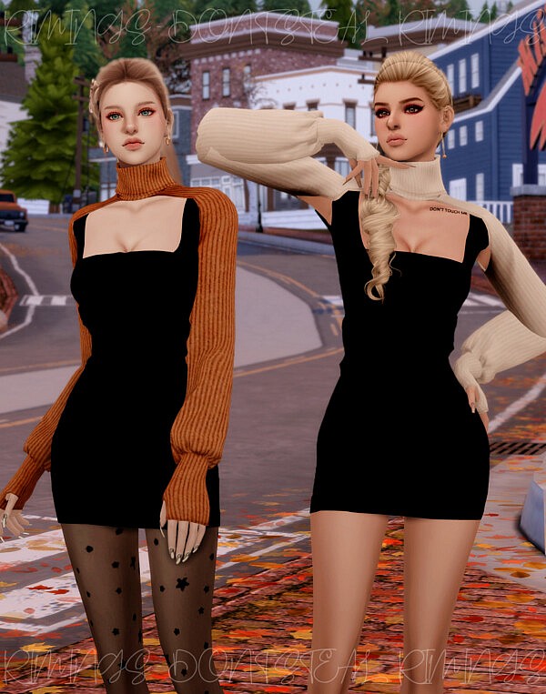 Crop Knit Turtleneck and Tight Dress from Rimings