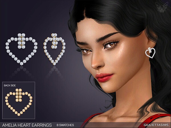 Amelia Heart Earrings by feyona from TSR