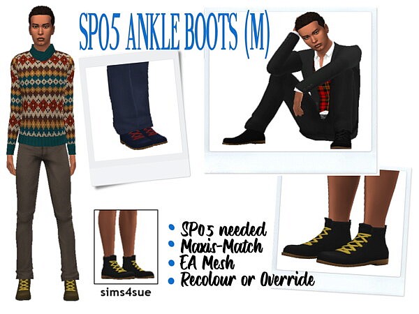 Ankle boots recolored from Sims 4 Sue