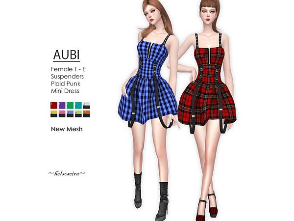 Aubi Plaid Punk Mini Dress by Helsoseira from TSR