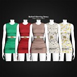 Belted Shirring Dress sims 4 cc