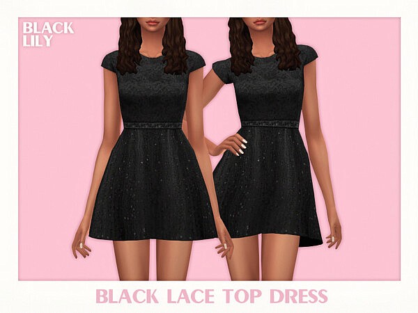 Black Lace Top Dress sims 4cc