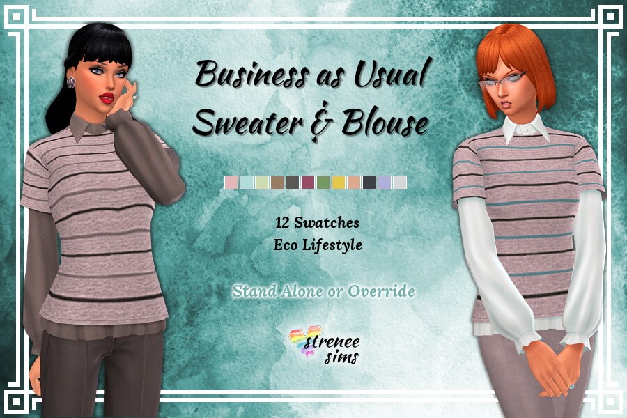 Business As Usual Sweater and Blouse from Strenee sims • Sims 4 Downloads