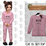 Cat Pajama Set Top For Toddlers Sims 4 CC