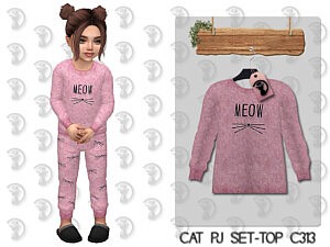 Cat Pajama Set Top For Toddlers Sims 4 CC