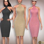 Cut Out Wool Knit Midi Dress Sims 4 CC