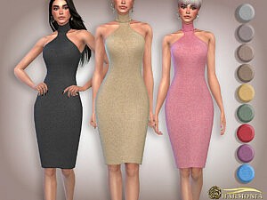 Cut Out Wool Knit Midi Dress Sims 4 CC