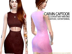 Cutout Knit Mini Dress Sims 4 CC