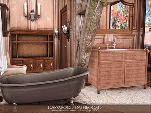 Darkwood Bathroom Sims 4 cc