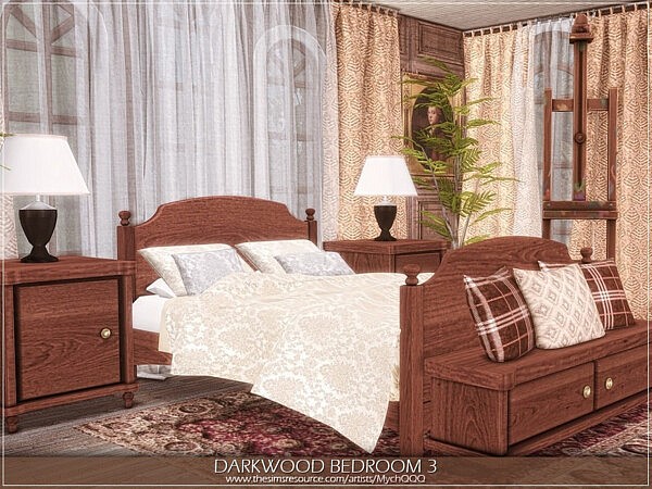 Darkwood Bedroom Sims 4 CC