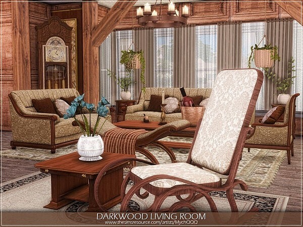 Darkwood Living Room Sims 4