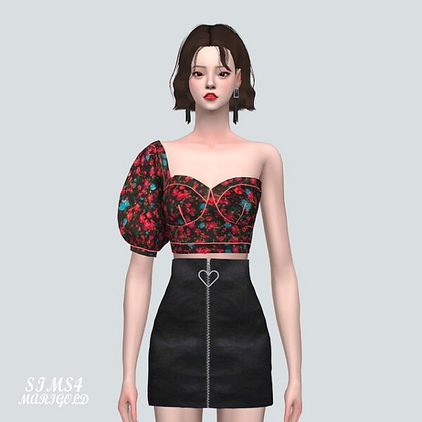 F Unbalance Puff Sleeves Blouse V2 from SIMS4 Marigold