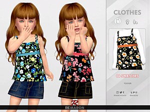 Floral Top for Girls Sims 4 CC