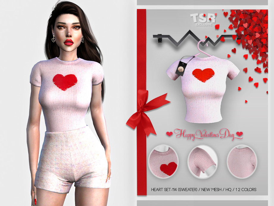 Heart Set Blouse By Busra Tr From Tsr Sims Downloads