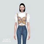 LU Frill Bustier Blouse Sims 4 CC