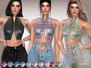 Leather Turtleneck Tank Top Sims 4