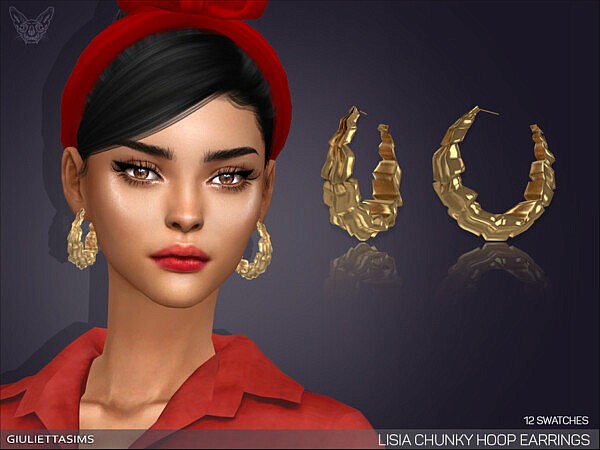 Lisia Chunky Hoop Earrings Sims 4 CC