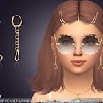 Little Heart Drop Earrings For Kids Sims 4 CC