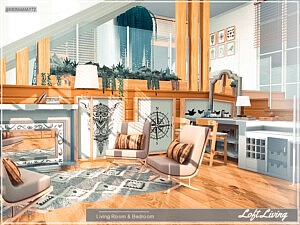 Loft Living Room and Bedroom sims 4 cc