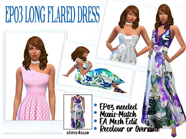 Long Flared Dress from Sims 4 Sue