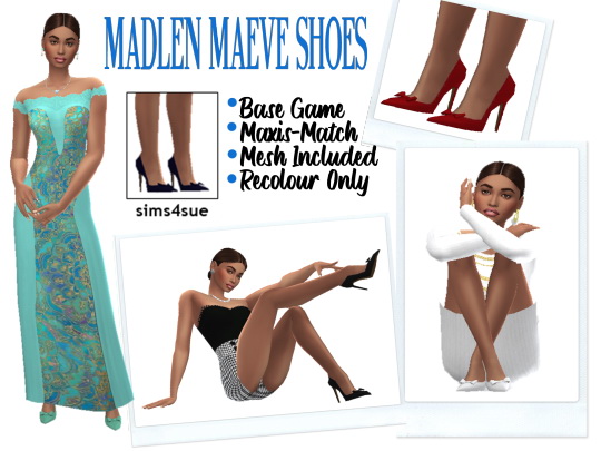 Madlen`s Maeve shoes recolored from Sims 4 Sue