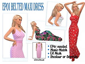 Maxi Belted Skirt sims 4 cc