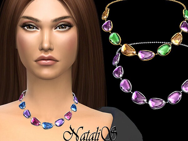 Mixed color gems necklace by NataliS from TSR