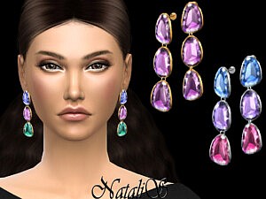 Mixed color gemstone drop earrings