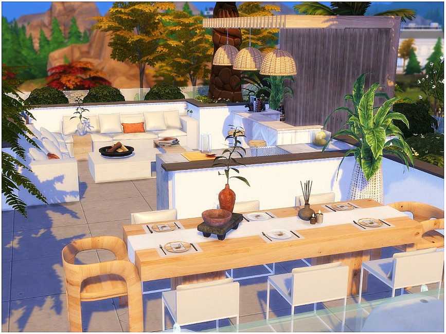 Modern Roof Livingroom by lotsbymanal from TSR • Sims 4 Downloads