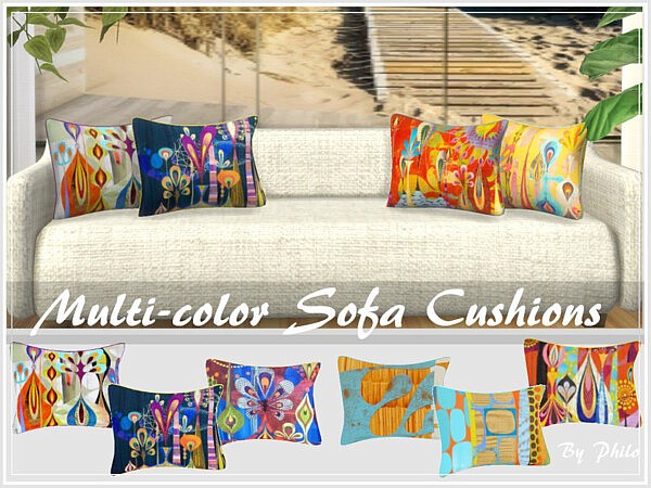 Multi color Sofa Cushions Sims 4 CC