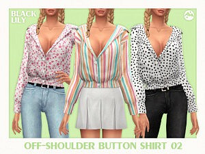 Off Shoulder Button Shirt 02