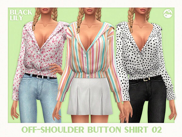 Off Shoulder Button Shirt 02 by Black Lily from TSR