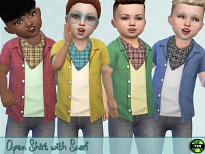 Open Shirt with Scarf Sims 4 cc