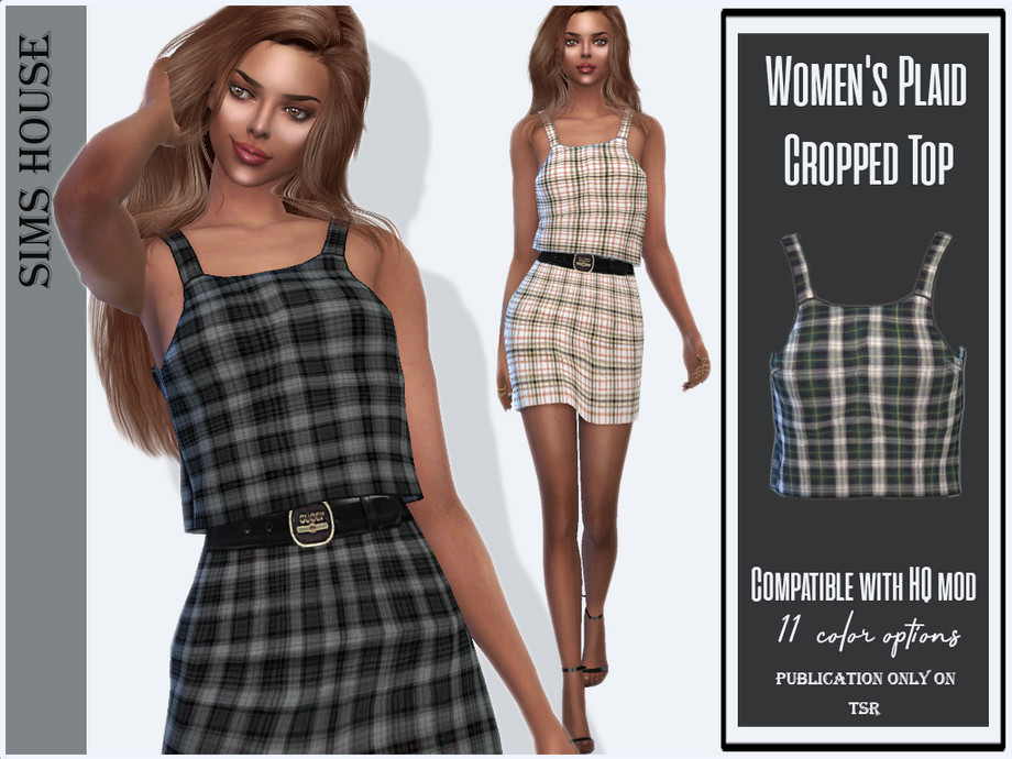 Plaid Cropped Top by Sims House from TSR • Sims 4 Downloads