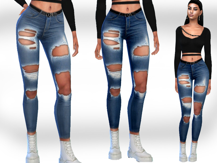 Sims 4 Goth Ripped Jeans CC