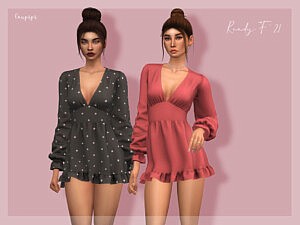 Ruffled Dress Sims 4 CC