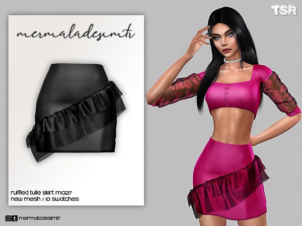 Ruffled Tulle Skirt  by mermaladesimtr from TSR