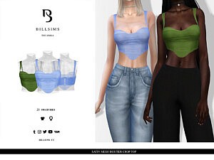 Satin Mesh Bustier Crop Topsims 4 cc