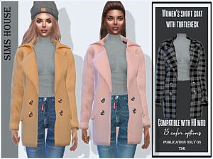 Short coat with turtleneck Sims 4 CC