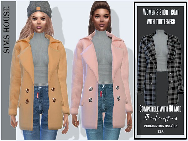 Short coat with turtleneck by Sims House from TSR • Sims 4 Downloads