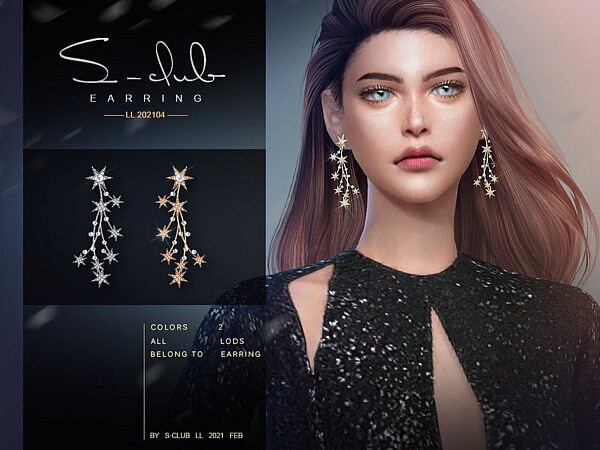 Sims 4 CC Earrings 2021024 by S Club from TSR
